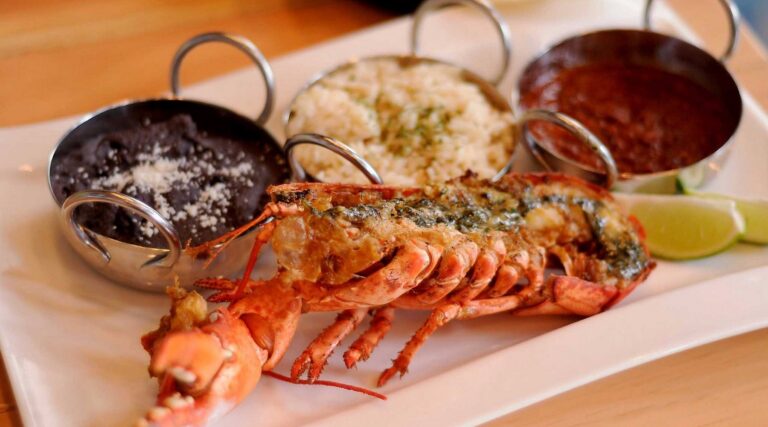 deep fried lobster garnished 768x427